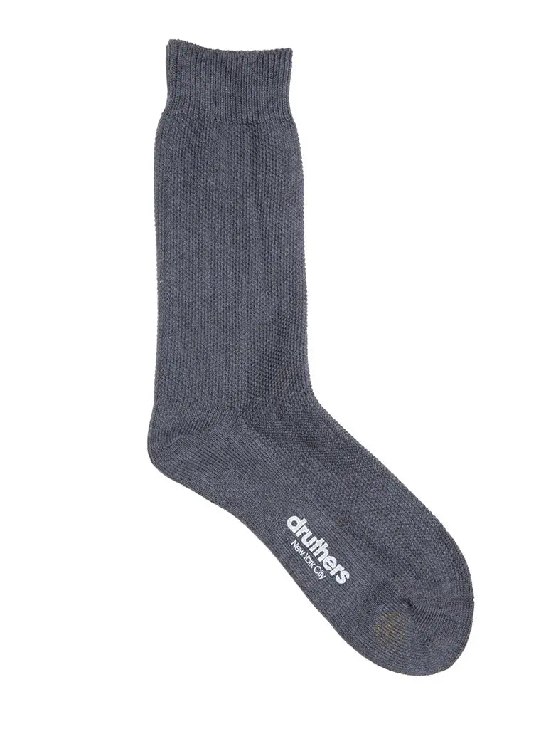 Pique Knit Crew Sock- Natural Charcoal - Eames NW