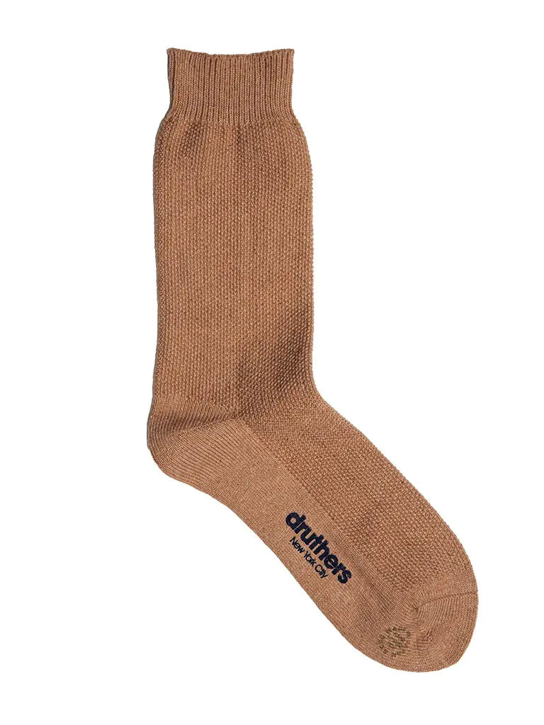 Pique Knit Crew Sock- Fox Brown - Eames NW