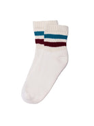 Retro Stripe Quarter Crew- Teal/Berry American Trench Socks