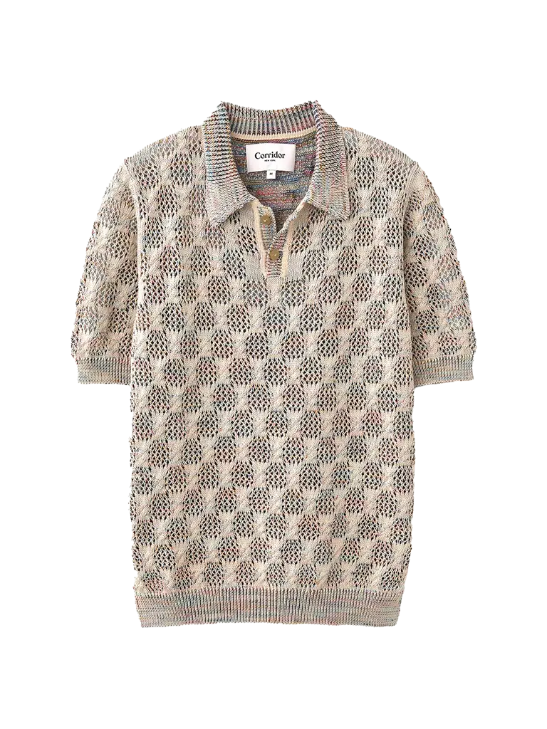 Cable Lace Polo- Natural Corridor