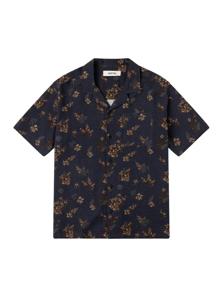 Crammond Shirt- Dark Navy Gorse Print Kestin Shirts