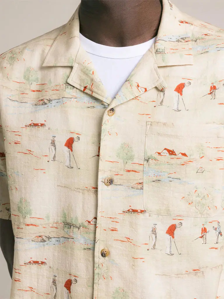Crammond Shirt- Oatmeal Golf Print Kestin Shirts