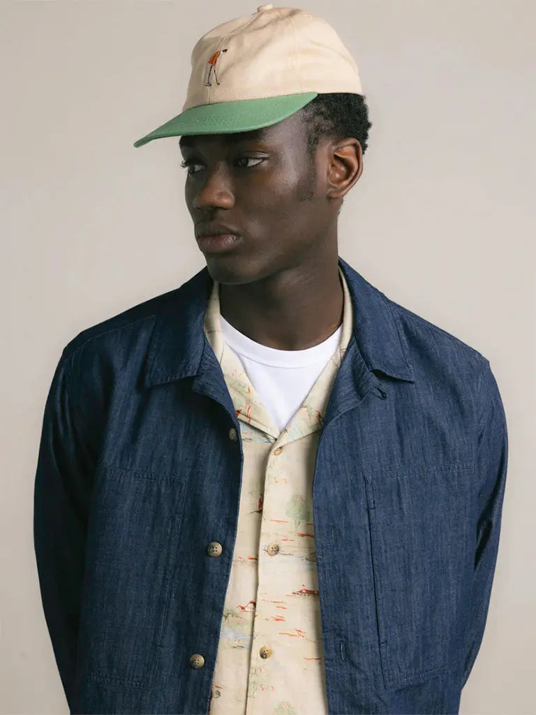 Leuchars Cap- Stone/Green Golf Embroidery Kestin Hats