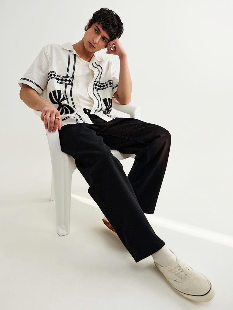 Didcot- Ecru/Black Border Wax London Shirts