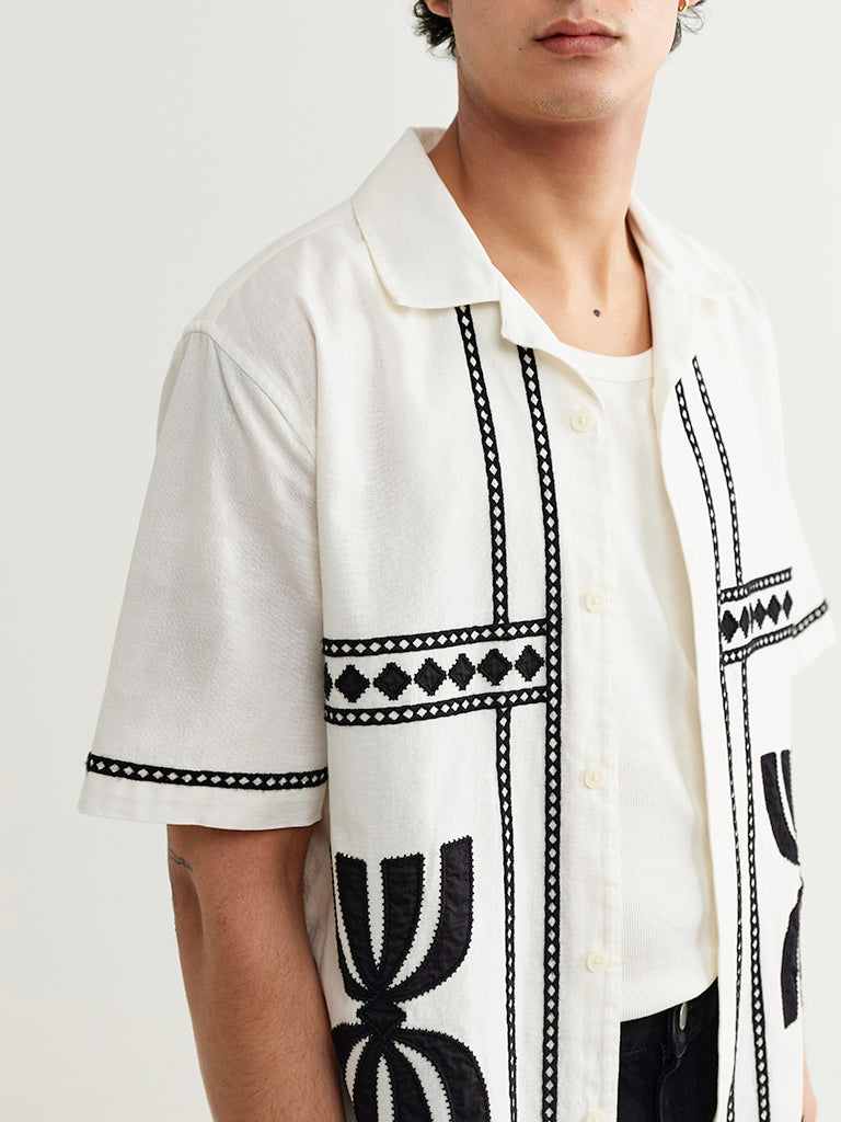 Didcot- Ecru/Black Border Wax London Shirts