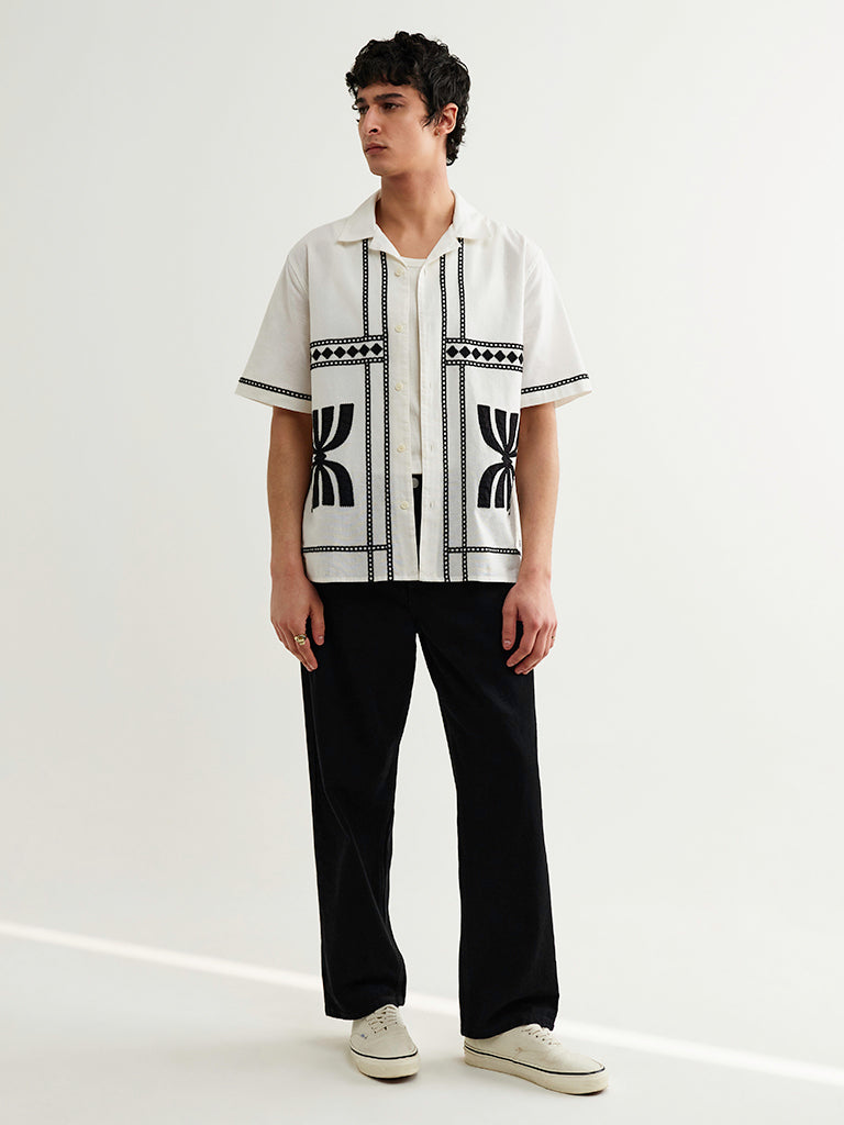 Didcot- Ecru/Black Border Wax London Shirts