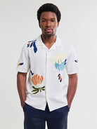Didcot- Ecru Flower Embroidered Wax London Shirts