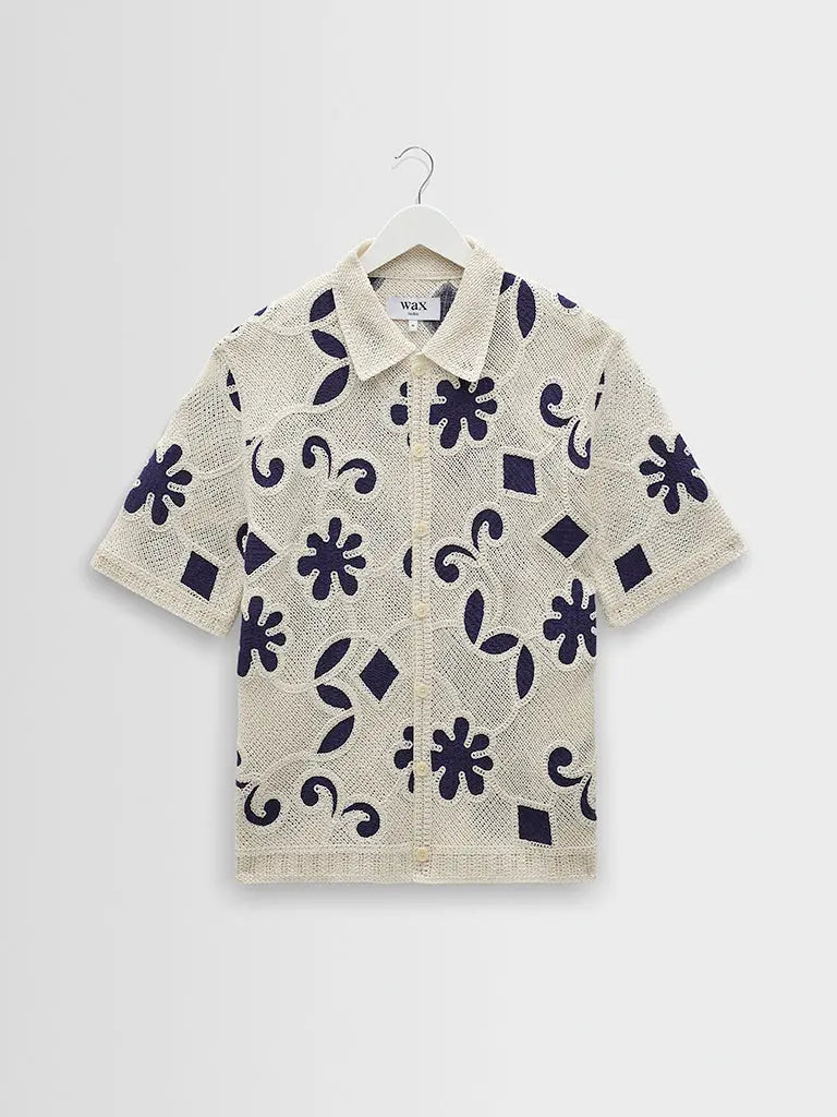 Wax London | Porto- Ecru/Navy Doodle Crochet Knit – Eames NW
