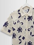 Porto- Ecru/Navy Doodle Crochet Knit Wax London Shirts