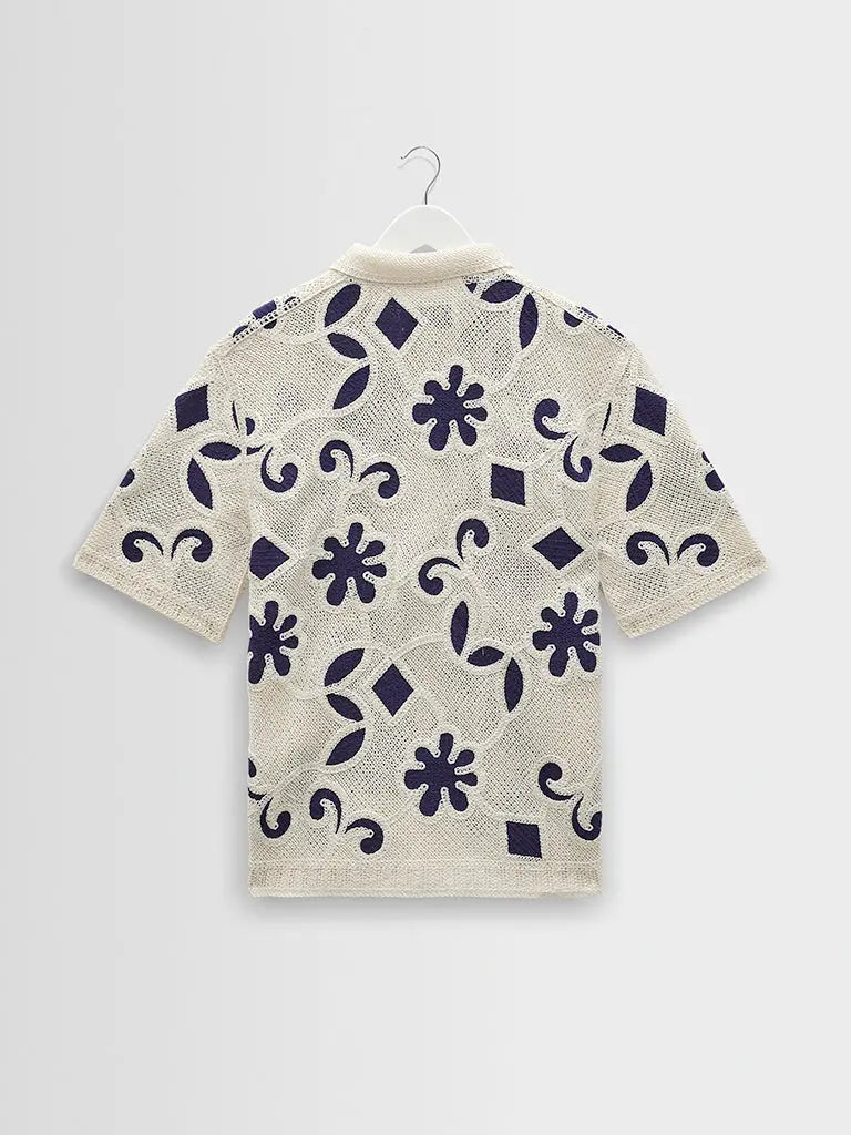 Wax London | Porto- Ecru/Navy Doodle Crochet Knit – Eames NW
