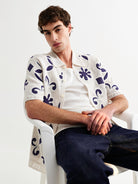 Porto- Ecru/Navy Doodle Crochet Knit Wax London Shirts