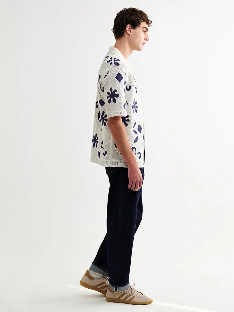 Wax London | Porto- Ecru/Navy Doodle Crochet Knit – Eames NW