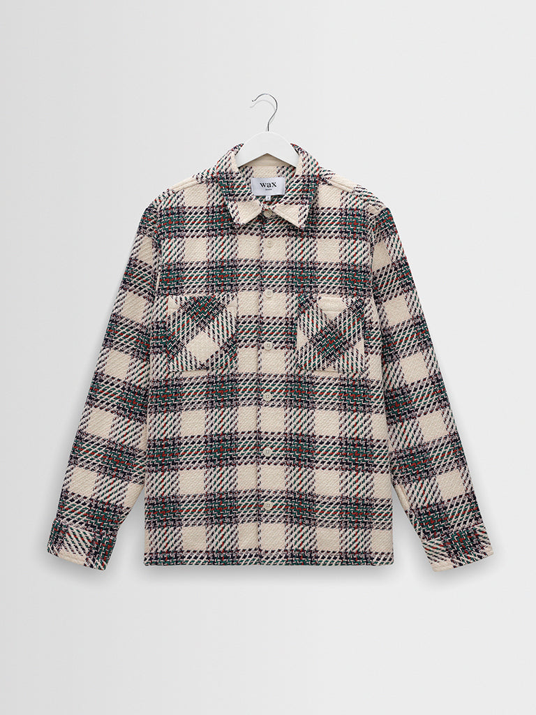 Whiting Overshirt- Ecru/Green Hutton Check Wax London Jackets