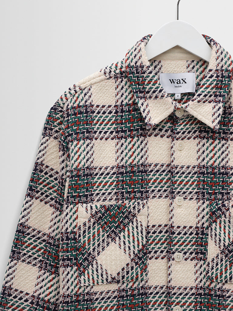 Whiting Overshirt- Ecru/Green Hutton Check Wax London Jackets