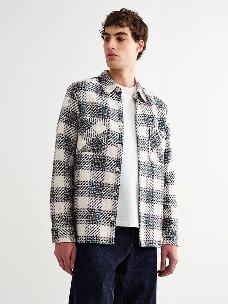 Wax London | Whiting Overshirt- Ecru/Green Hutton Check – Eames NW