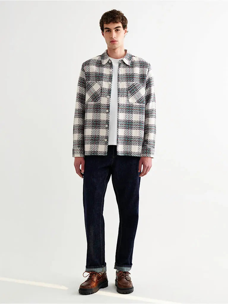 Wax London | Whiting Overshirt- Ecru/Green Hutton Check – Eames NW