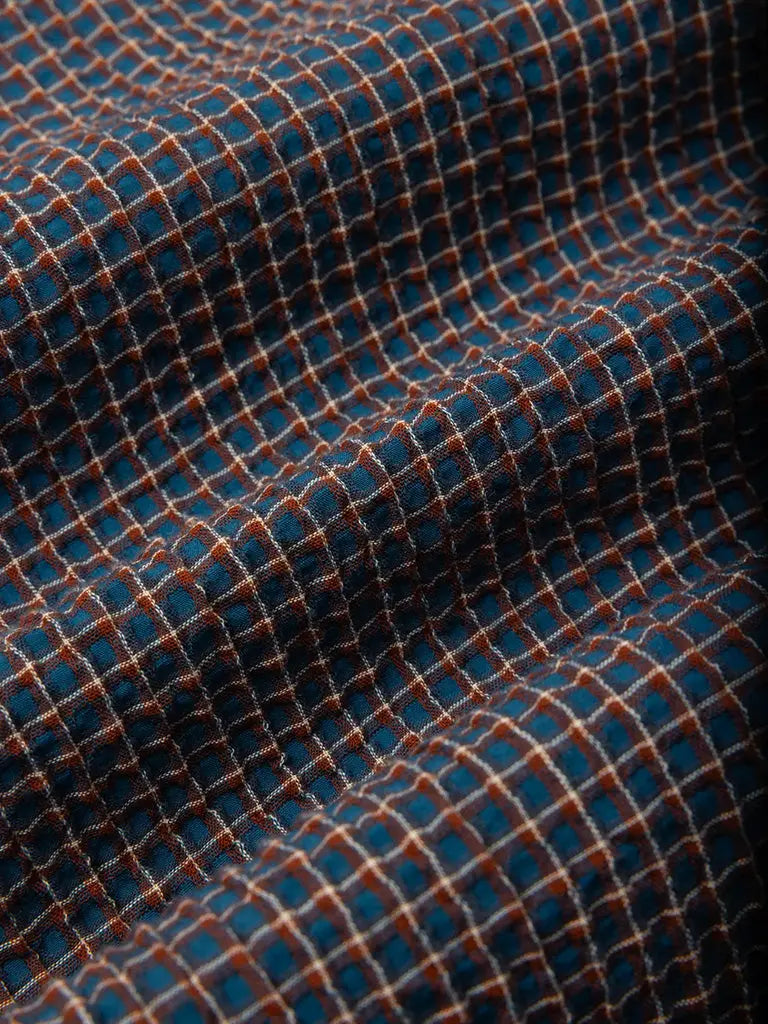 Crammond Shirt-  Navy Check Japanese Seersucker Kestin Shirts