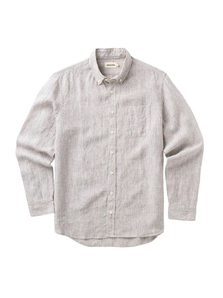 Jack Shirt- Burgundy University Stripe Linen Taylor Stitch Shirts