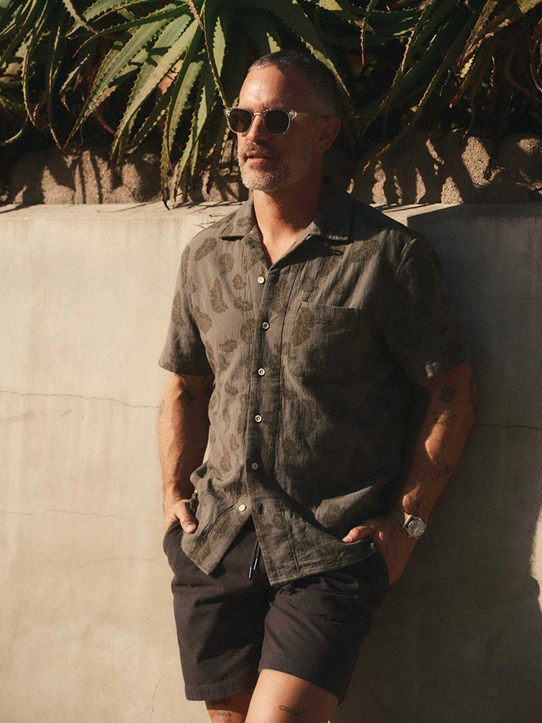 Hawthorne Shirt- Burnt Olive Floral Jacquard Taylor Stitch Shirts