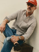 Jack Shirt- Burgundy University Stripe Linen Taylor Stitch Shirts
