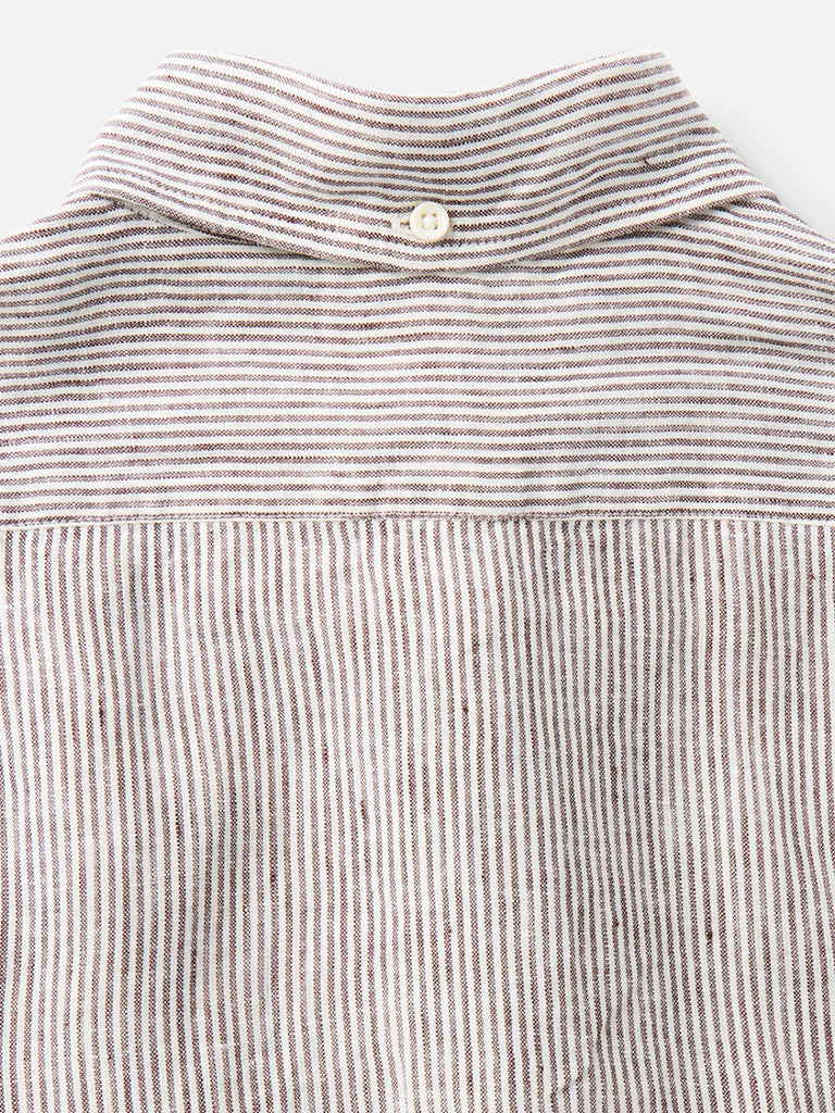 Jack Shirt- Burgundy University Stripe Linen Taylor Stitch Shirts
