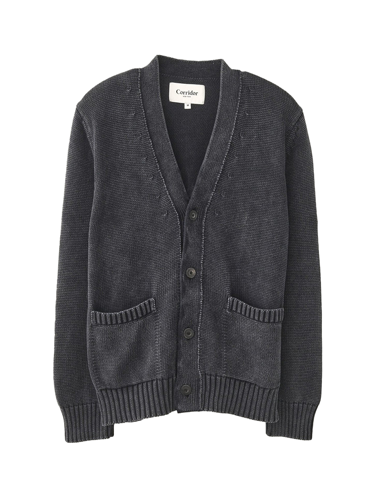 Acid Wash Cardigan- Black Corridor Sweaters