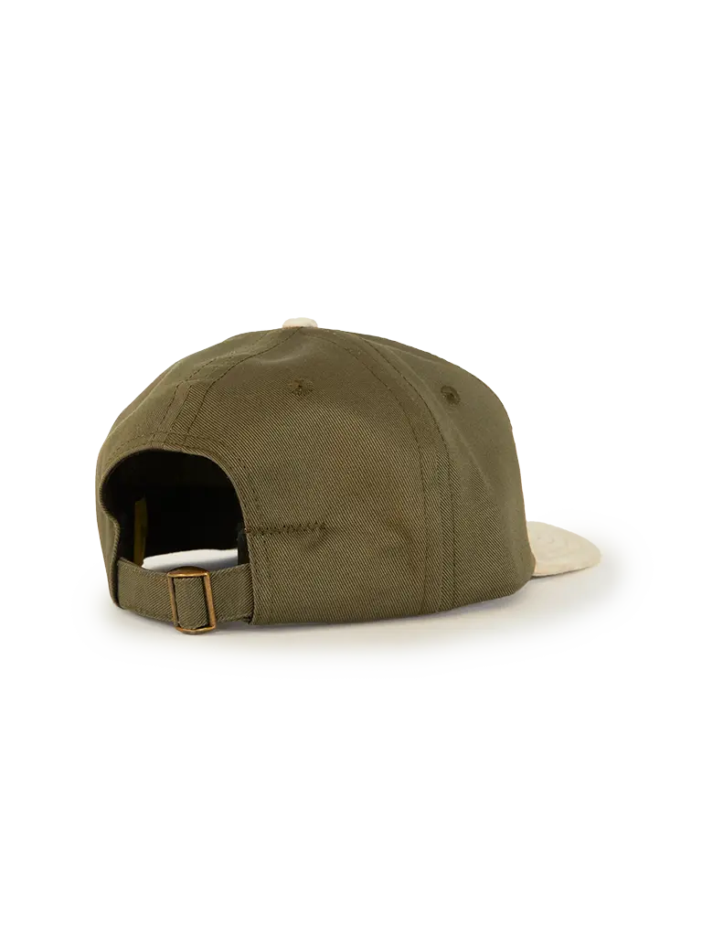 Cotton Twill Moleskin 6 Panel Hat- Army Green w/Natural Lite Year