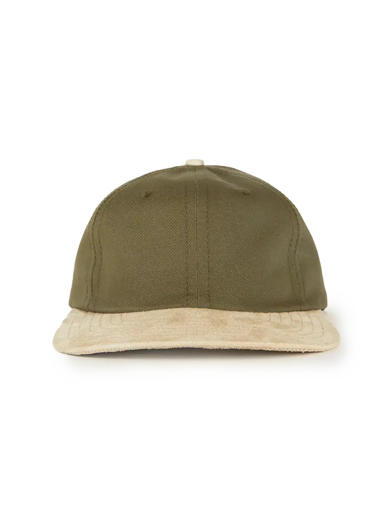 Cotton Twill Moleskin 6 Panel Hat- Army Green w/Natural Lite Year