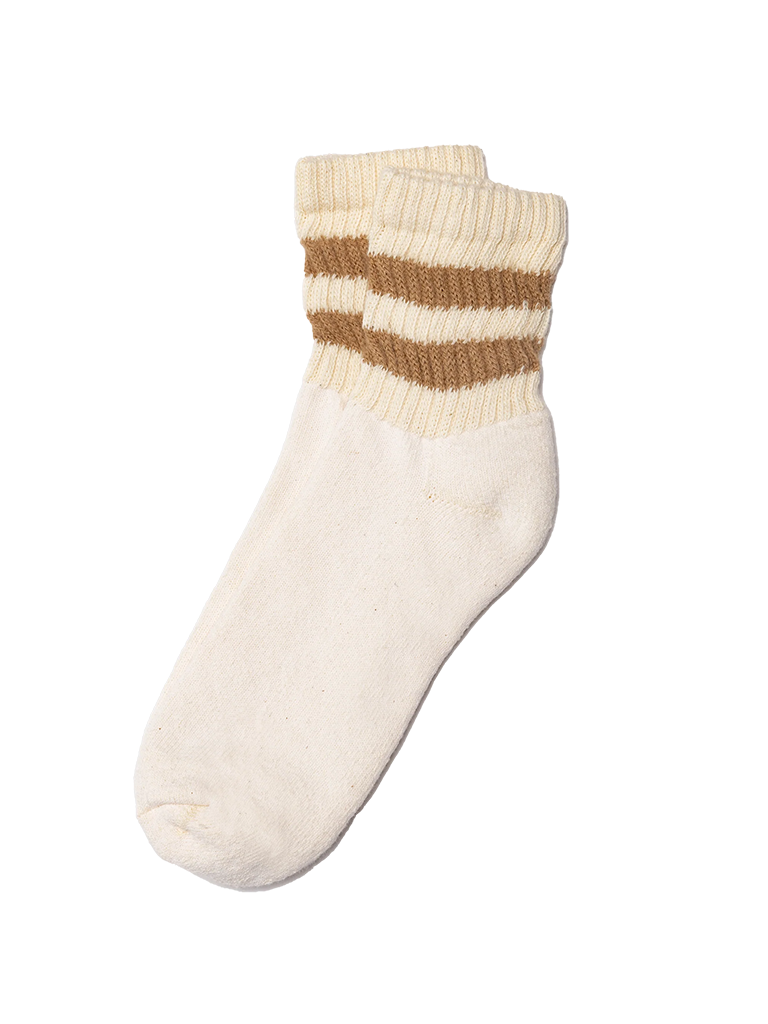 Mono Stripe Quarter Crew- Acorn American Trench Socks