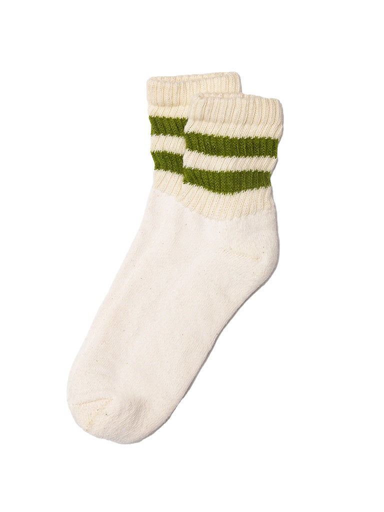 Mono Stripe Quarter Crew- Chive American Trench Socks