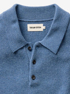 Newton Sweater Polo- Clear Heather Blue Taylor Stitch Sweaters