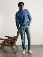 Newton Sweater Polo- Clear Heather Blue Taylor Stitch Sweaters