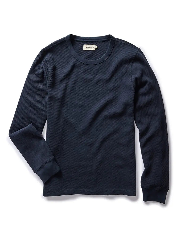 Organic Cotton Waffle Crew- Dark Navy - Eames NW