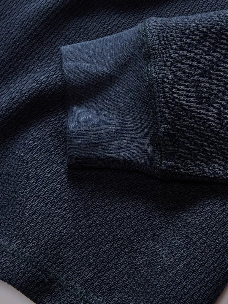 Organic Cotton Waffle Crew- Dark Navy - Eames NW