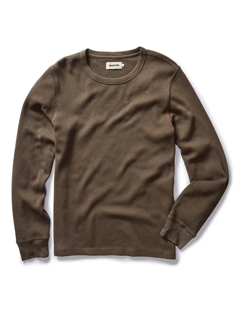 Organic Cotton Waffle Crew- Fatigue Olive - Eames NW