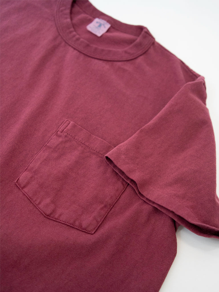 Pigment Dyed Crew Pocket Tee- Burgandy Velva Sheen Tee Shirts