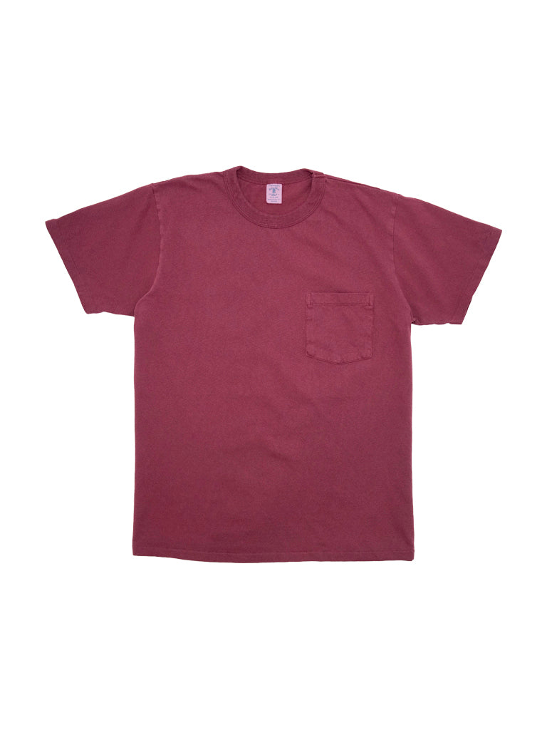 Pigment Dyed Crew Pocket Tee- Burgandy Velva Sheen Tee Shirts