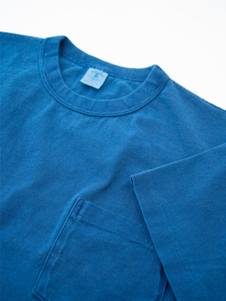 Pigment Dyed Crew Pocket Tee- True Blue Velva Sheen Tee Shirts