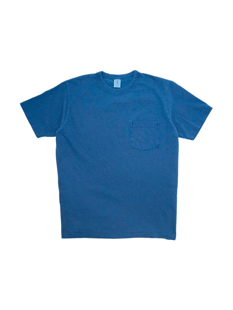 Pigment Dyed Crew Pocket Tee- True Blue Velva Sheen Tee Shirts