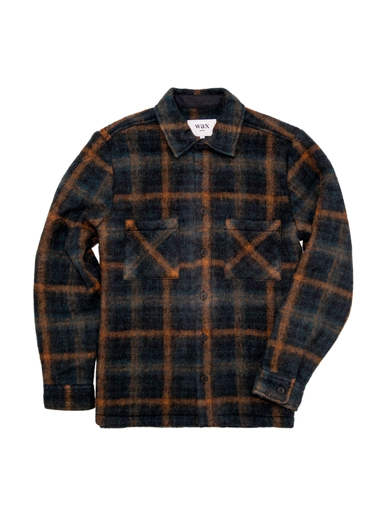 Whiting Overshirt- Teal And Orange Drawn Check Wax London Shirts