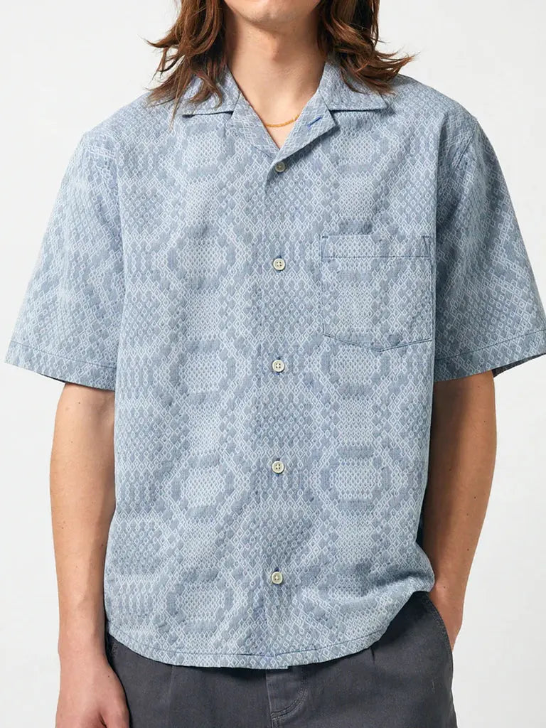 Diamond Jacquard SS Camp- Blue Corridor
