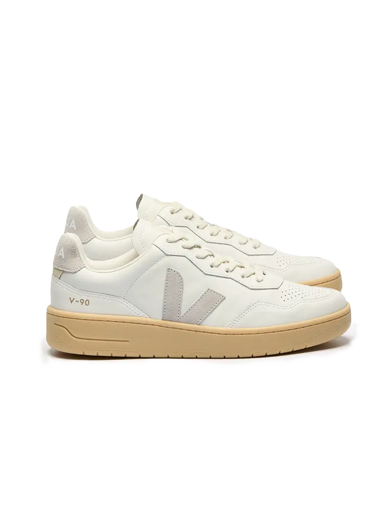 V-90 Leather- White/Light Grey Veja