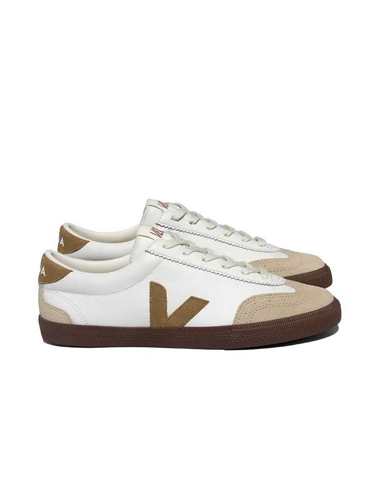 Volley Leather- White/Tent/Bark Veja