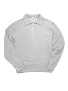 Loopwheeled Half Zip Sweat- Heather Grey Velva Sheen