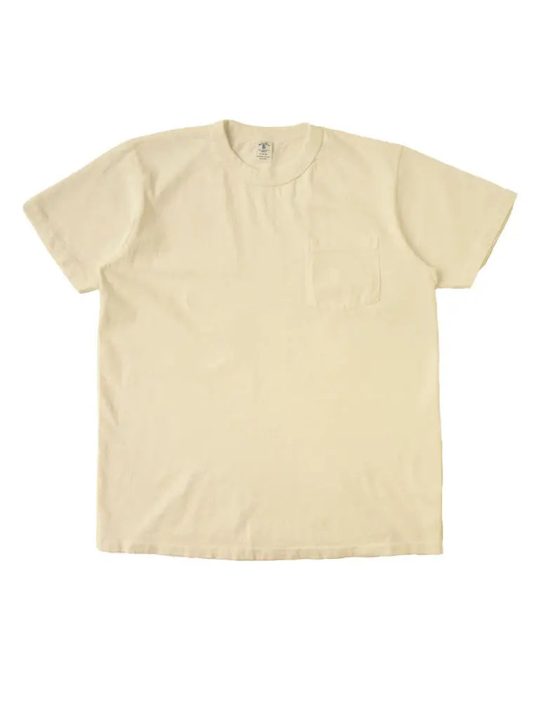 Pigment Dyed Crew Pocket Tee- Oat Milk Velva Sheen