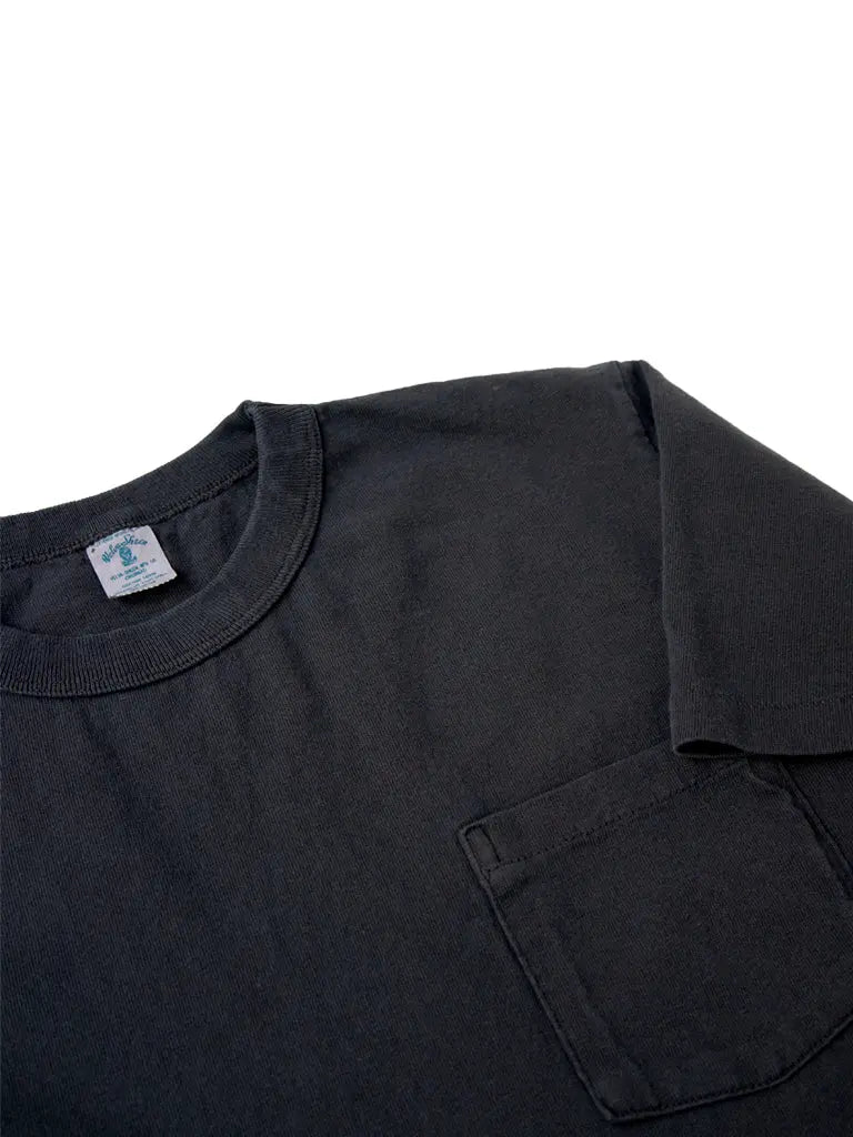 Pigment Dyed Crew Pocket Tee- Black Velva Sheen