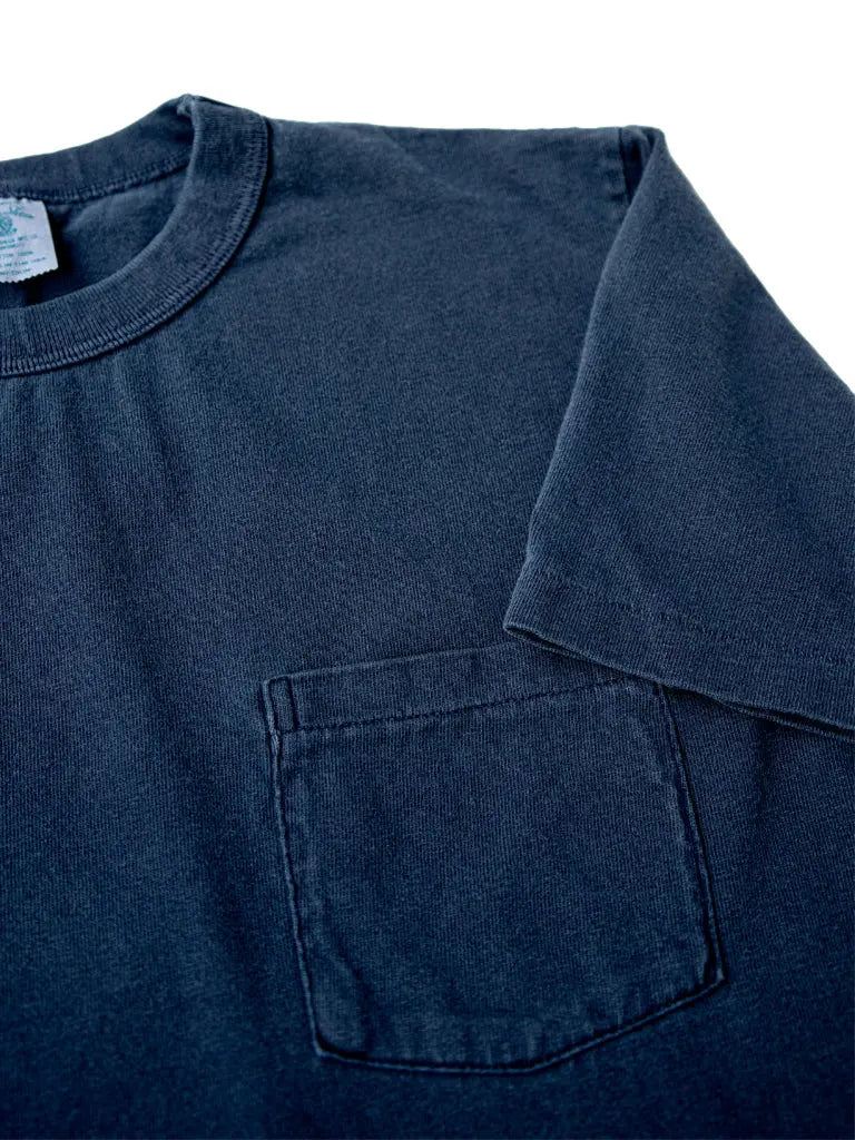 Pigment Dyed Crew Pocket Tee- Navy Velva Sheen