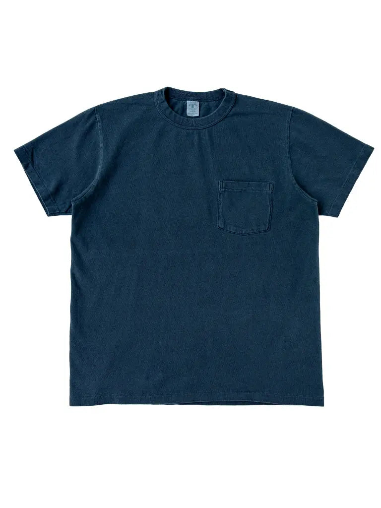 Pigment Dyed Crew Pocket Tee- Navy Velva Sheen