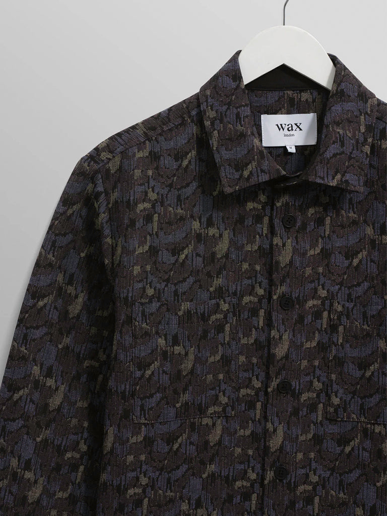 Whiting Overshirt- Navy Camo Jacquard Wax London Jackets