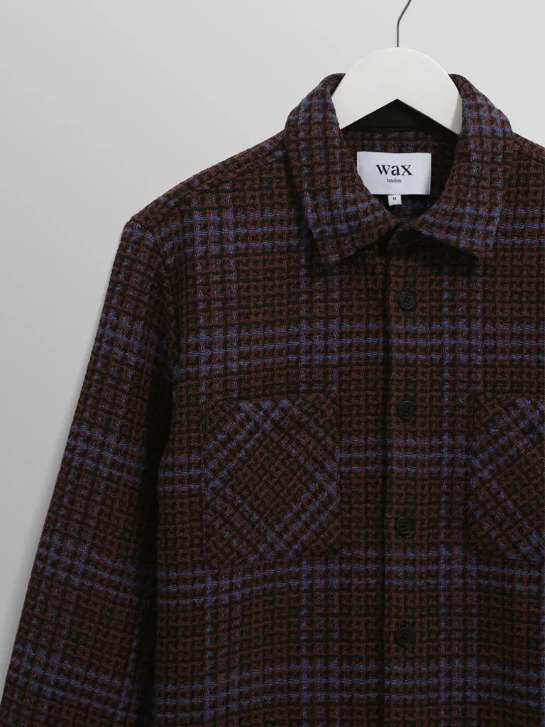 Wax London | Whiting Overshirt- Brown/Blue Skate Check – Eames NW
